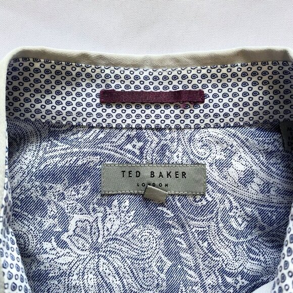 NWOT TED BAKER MEN'S PLANCUF SLIM-FIT MODERN SINGLE CUFF SHIRT IN LIGHT GREY - M - Picture 5 of 8